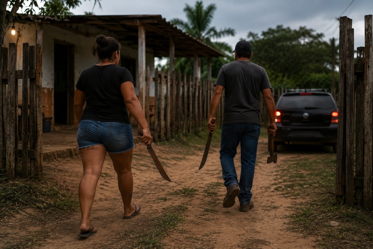 Casal invade casa com facão e machadinha e tenta matar idoso em São Félix do Araguaia